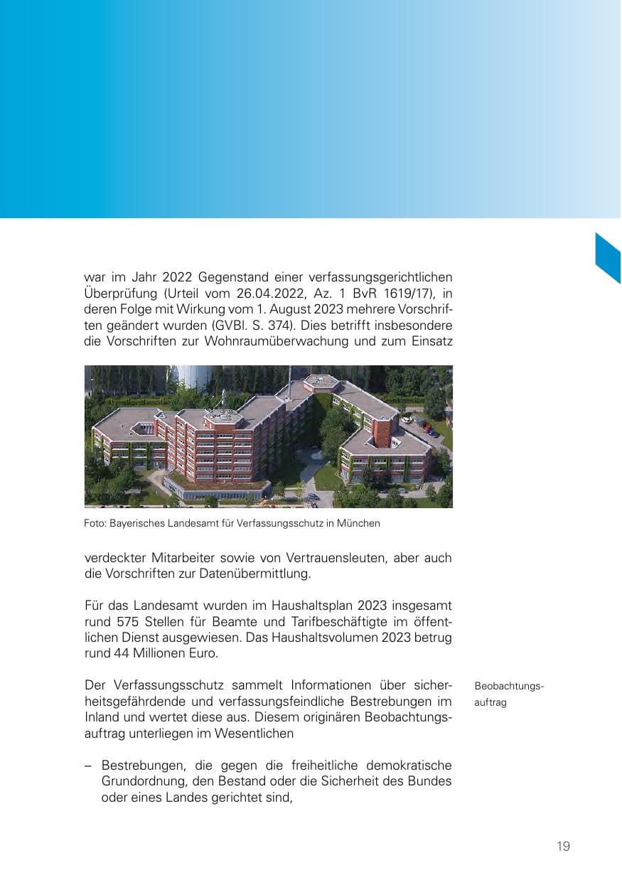 Seite 19 des Verfassungsschutzbericht 2023 Bayern