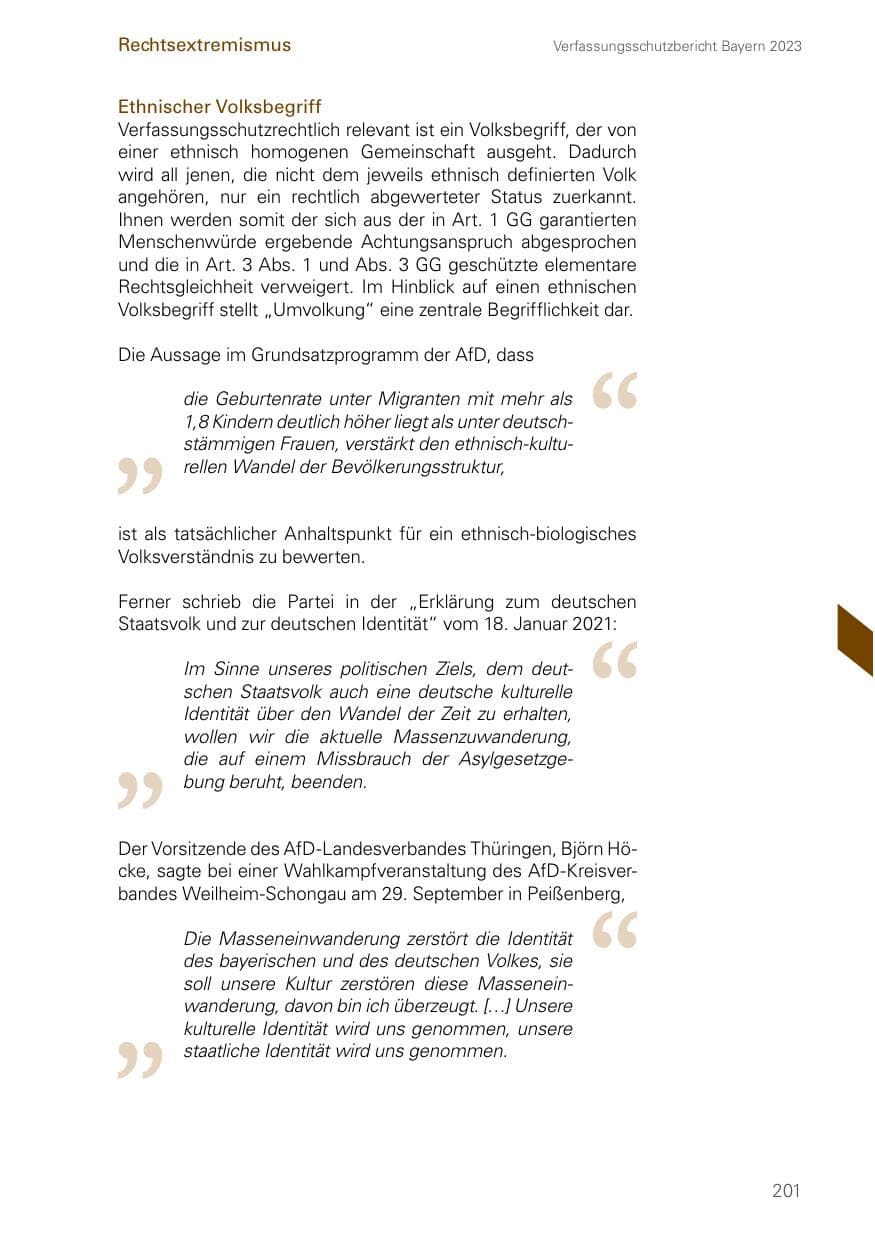 Seite 201 des Verfassungsschutzbericht 2023 Bayern