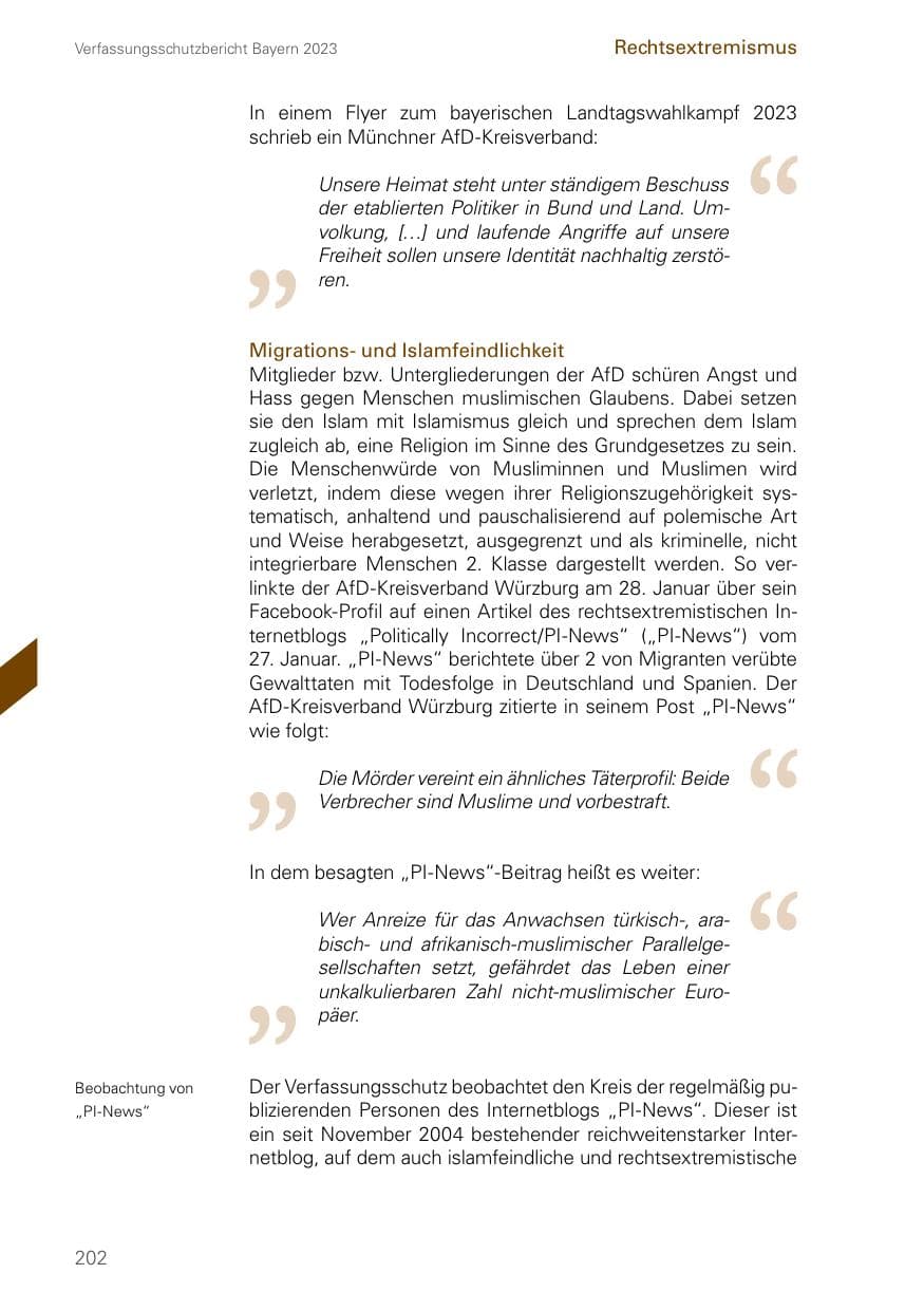 Seite 202 des Verfassungsschutzbericht 2023 Bayern