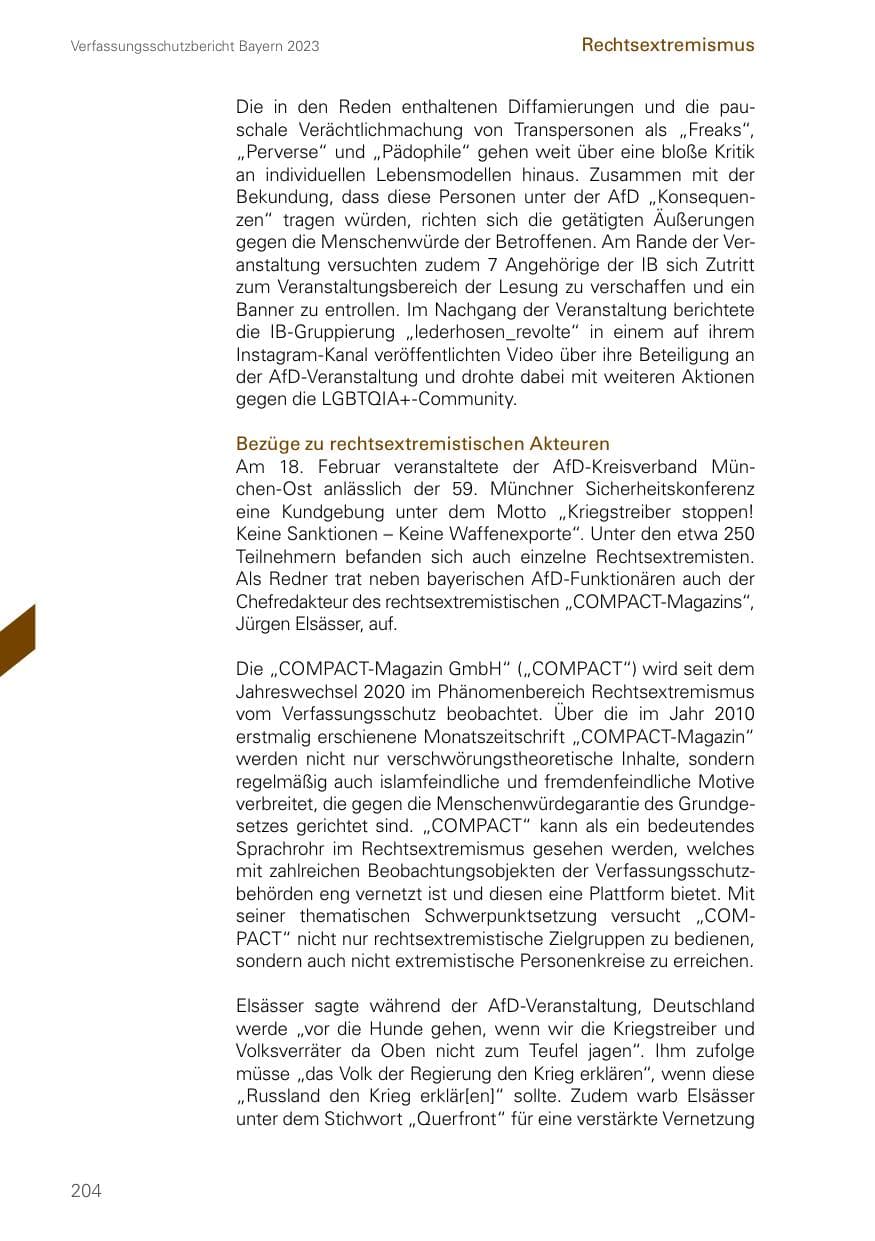 Seite 204 des Verfassungsschutzbericht 2023 Bayern