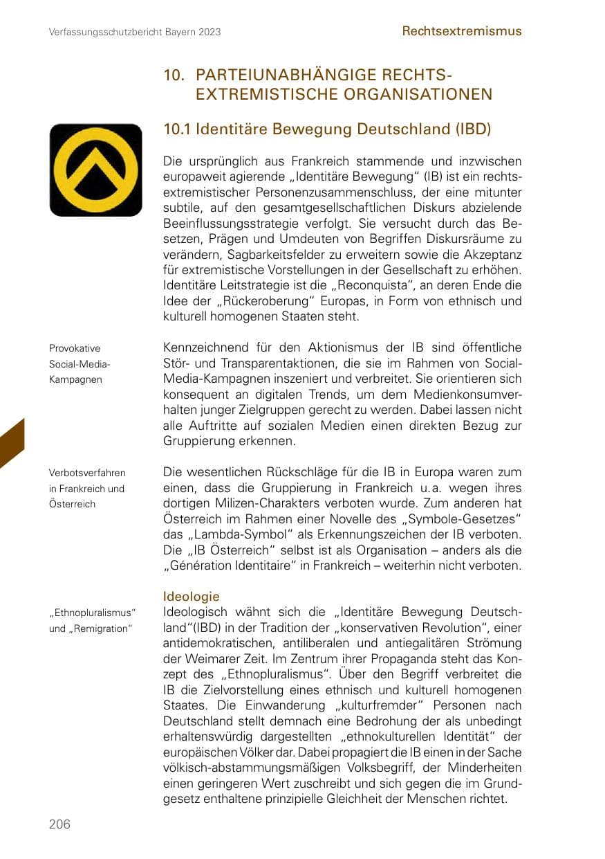 Seite 206 des Verfassungsschutzbericht 2023 Bayern