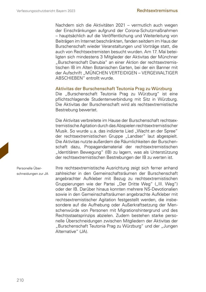 Seite 210 des Verfassungsschutzbericht 2023 Bayern