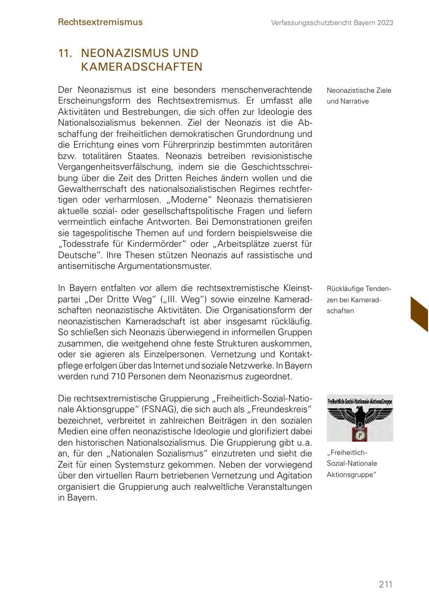 Seite 211 des Verfassungsschutzbericht 2023 Bayern
