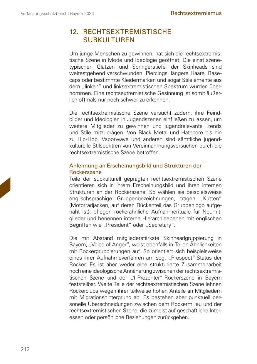 Seite 212 des Verfassungsschutzbericht 2023 Bayern