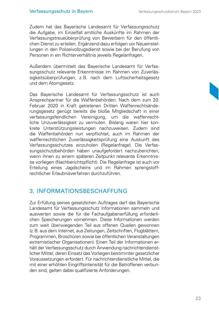 Seite 23 des Verfassungsschutzbericht 2023 Bayern