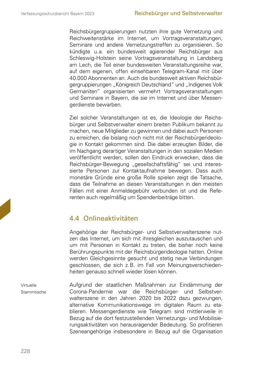Seite 228 des Verfassungsschutzbericht 2023 Bayern