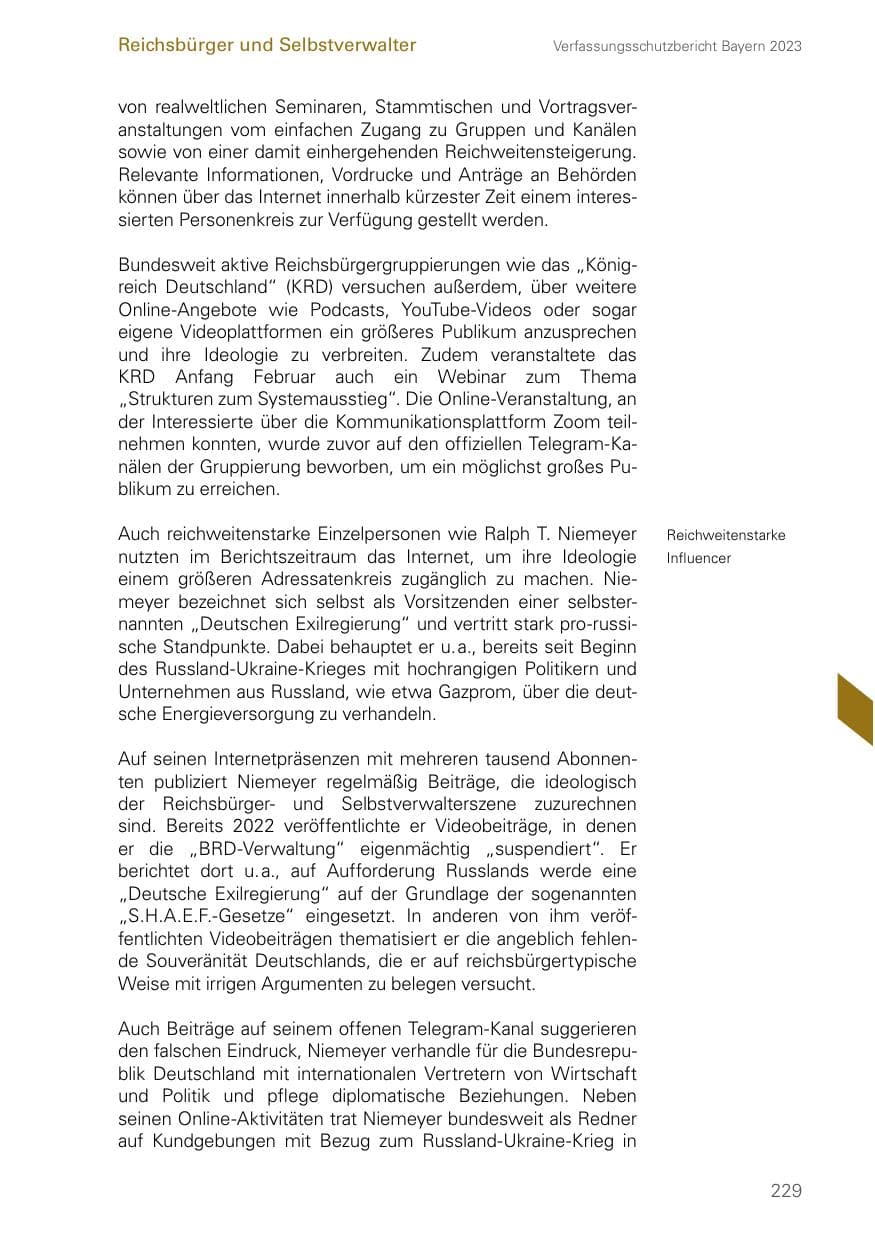 Seite 229 des Verfassungsschutzbericht 2023 Bayern