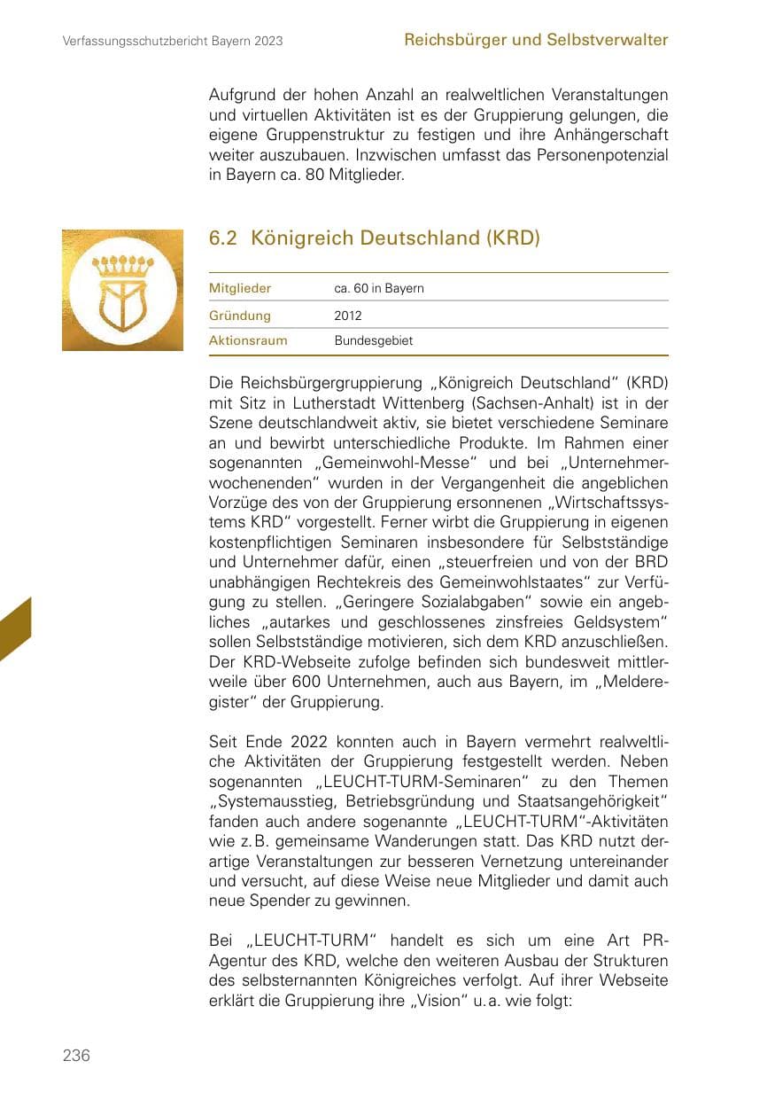 Seite 236 des Verfassungsschutzbericht 2023 Bayern
