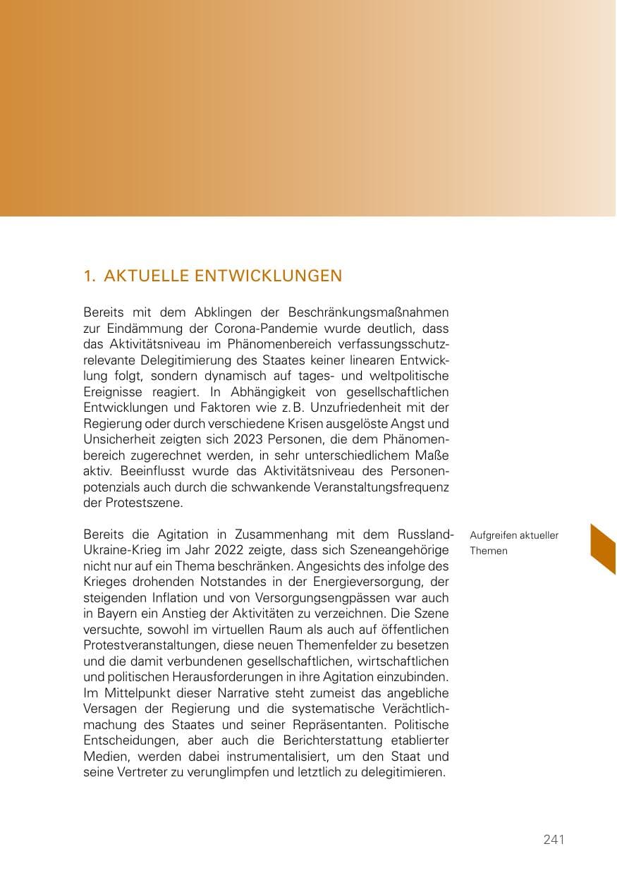 Seite 241 des Verfassungsschutzbericht 2023 Bayern