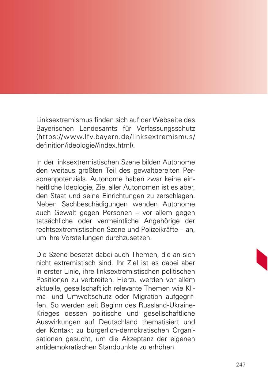 Seite 247 des Verfassungsschutzbericht 2023 Bayern