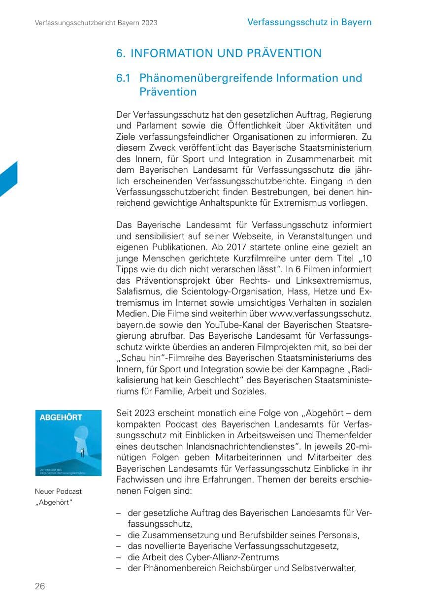 Seite 26 des Verfassungsschutzbericht 2023 Bayern