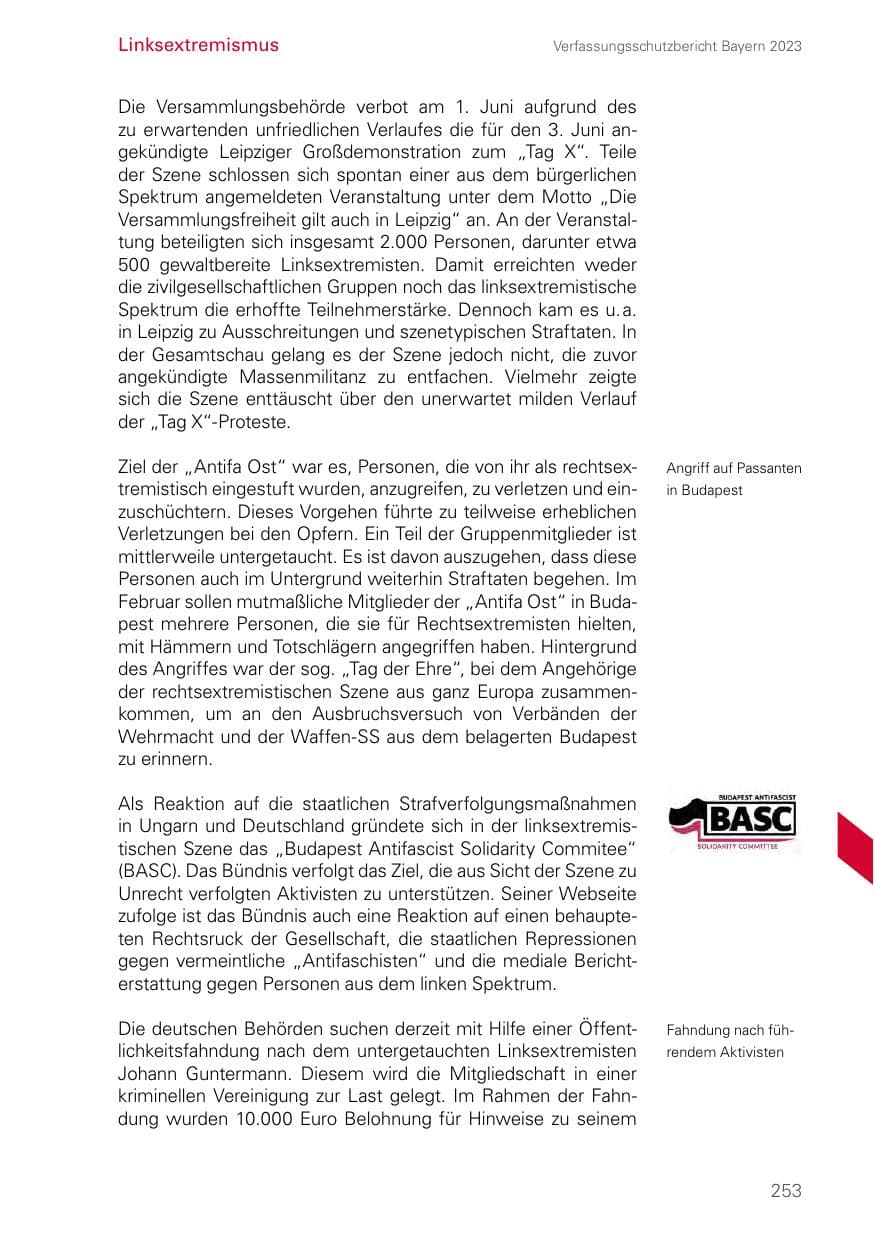 Seite 253 des Verfassungsschutzbericht 2023 Bayern