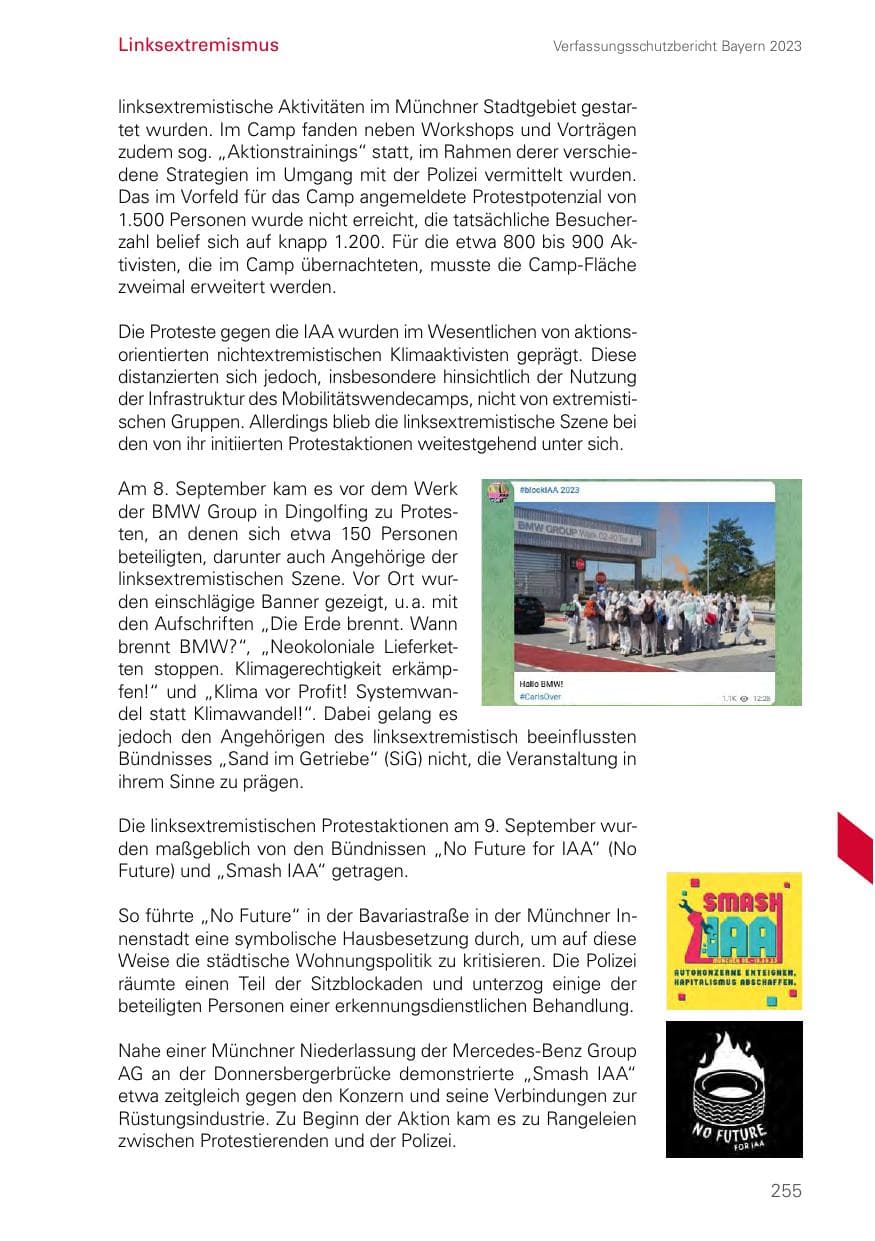 Seite 255 des Verfassungsschutzbericht 2023 Bayern