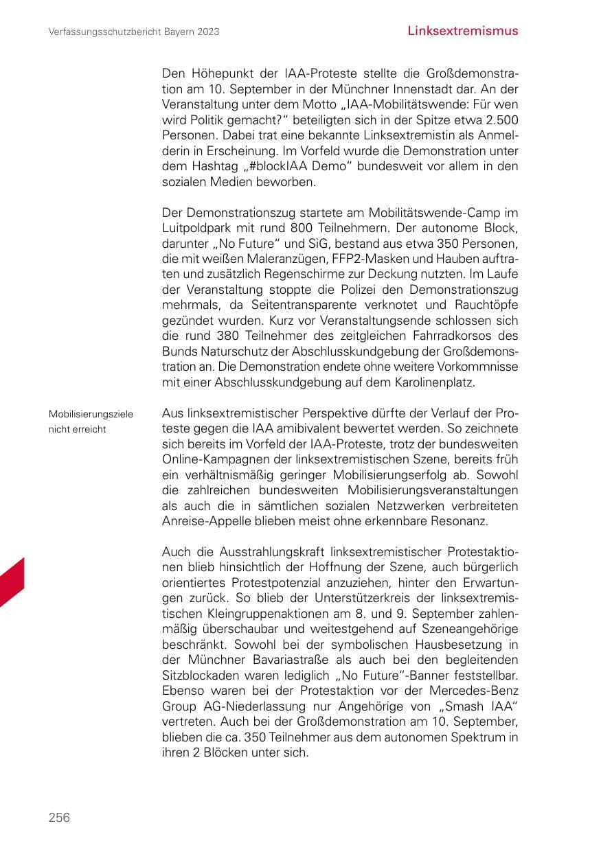 Seite 256 des Verfassungsschutzbericht 2023 Bayern