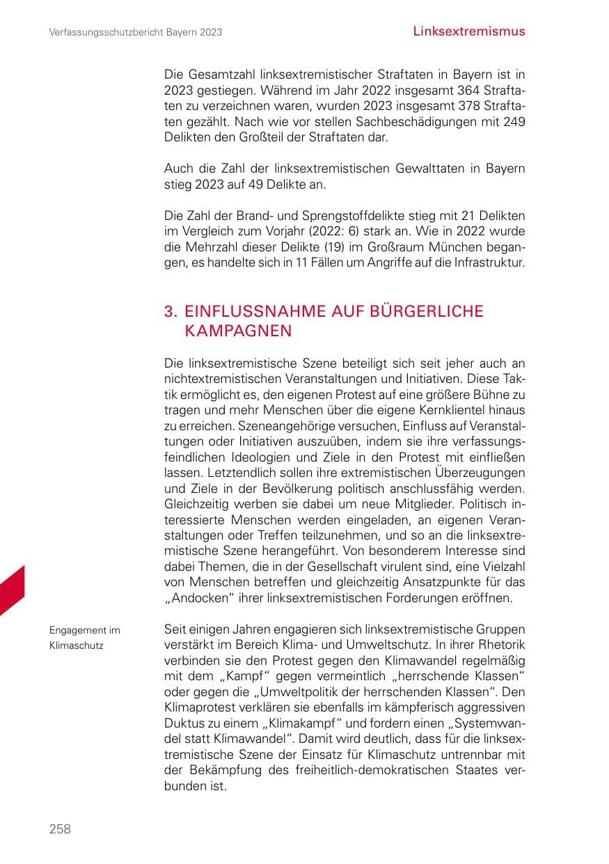 Seite 258 des Verfassungsschutzbericht 2023 Bayern