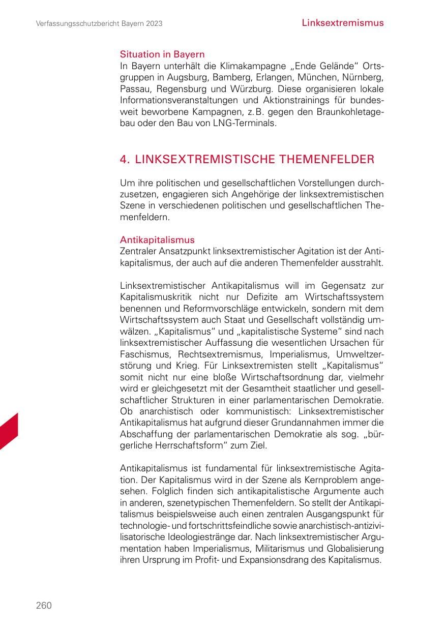 Seite 260 des Verfassungsschutzbericht 2023 Bayern