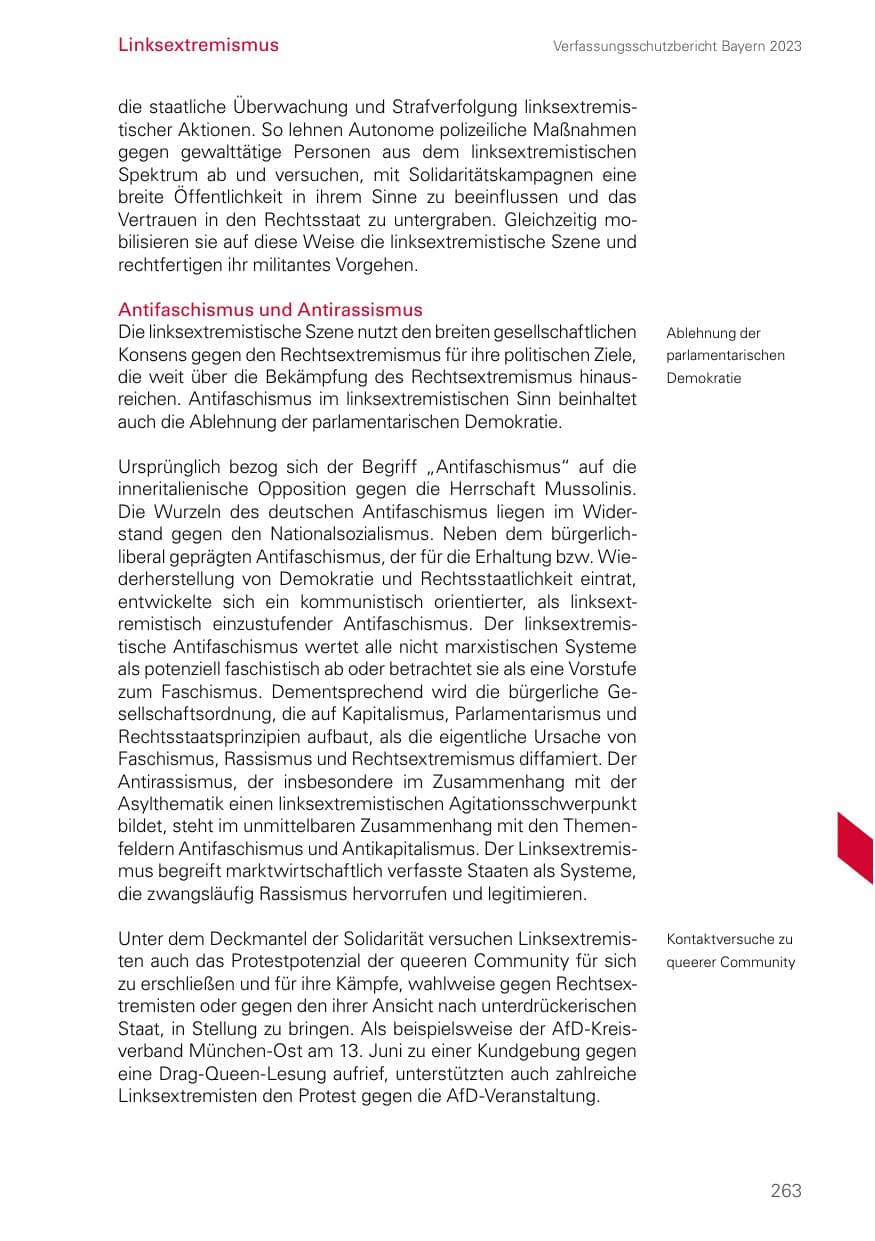Seite 263 des Verfassungsschutzbericht 2023 Bayern