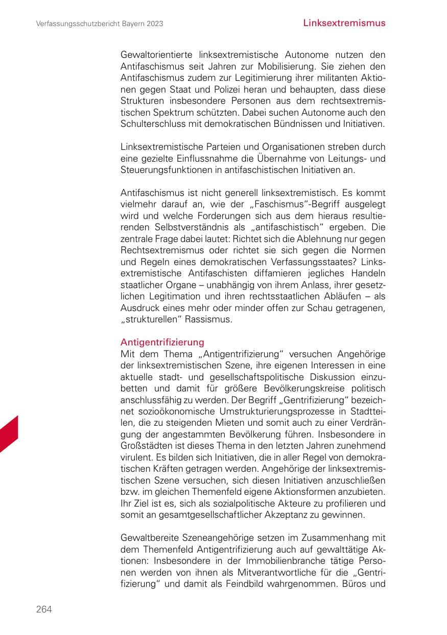 Seite 264 des Verfassungsschutzbericht 2023 Bayern