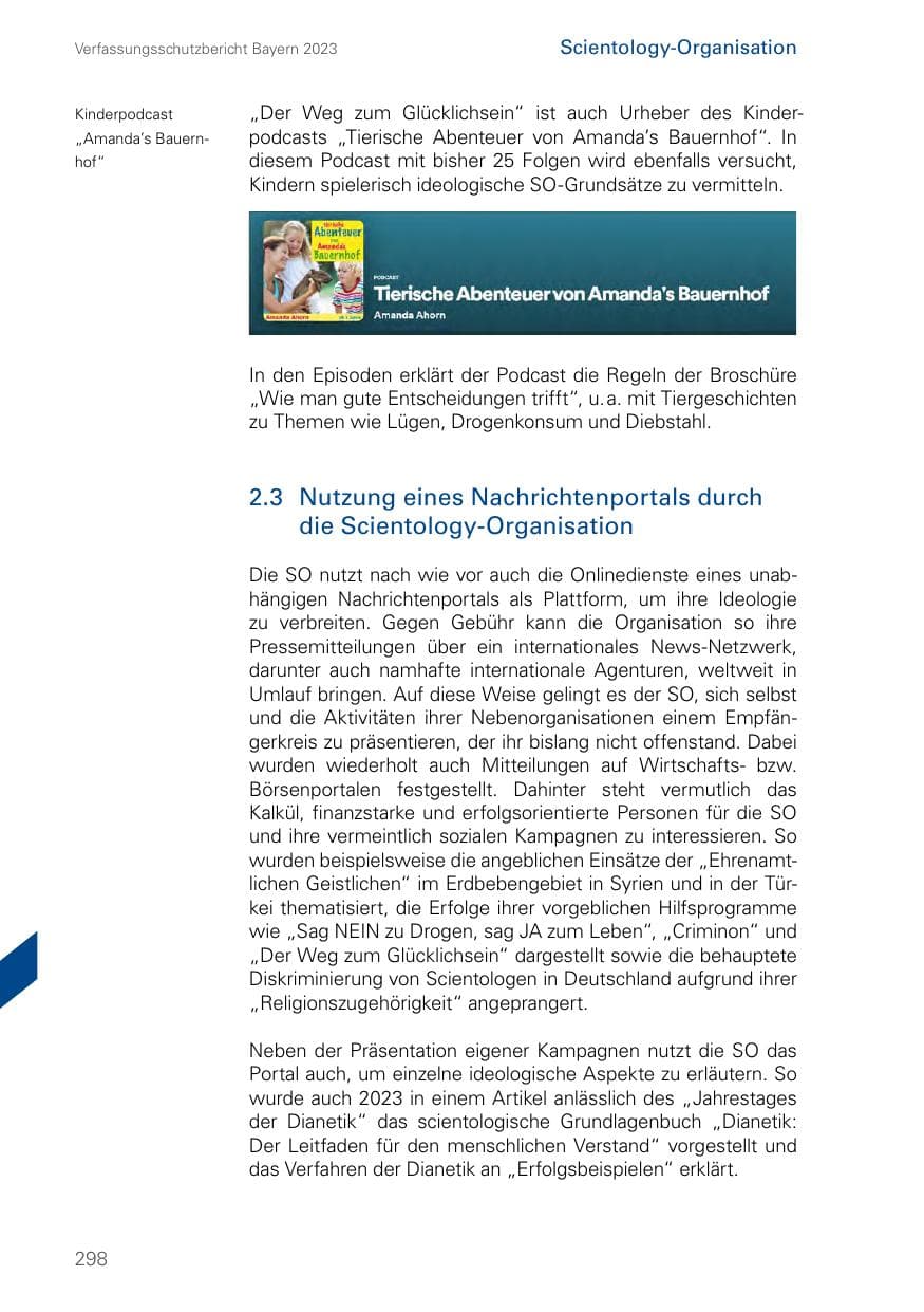 Seite 298 des Verfassungsschutzbericht 2023 Bayern