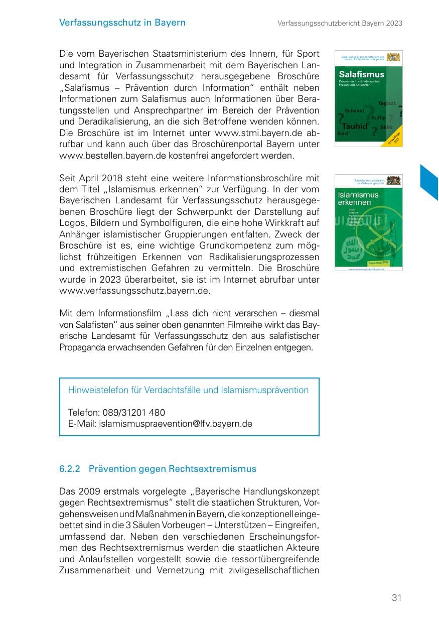 Seite 31 des Verfassungsschutzbericht 2023 Bayern