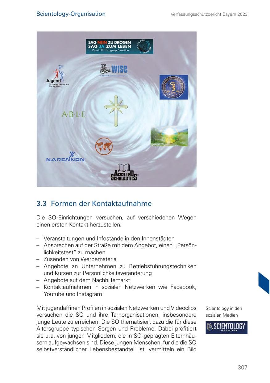 Seite 307 des Verfassungsschutzbericht 2023 Bayern