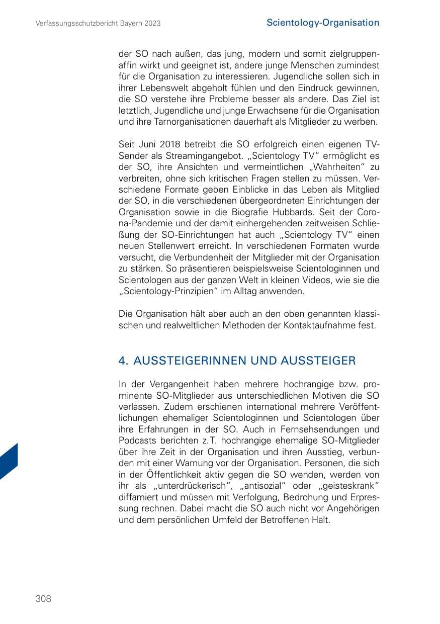 Seite 308 des Verfassungsschutzbericht 2023 Bayern