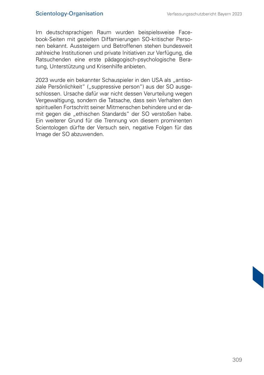 Seite 309 des Verfassungsschutzbericht 2023 Bayern