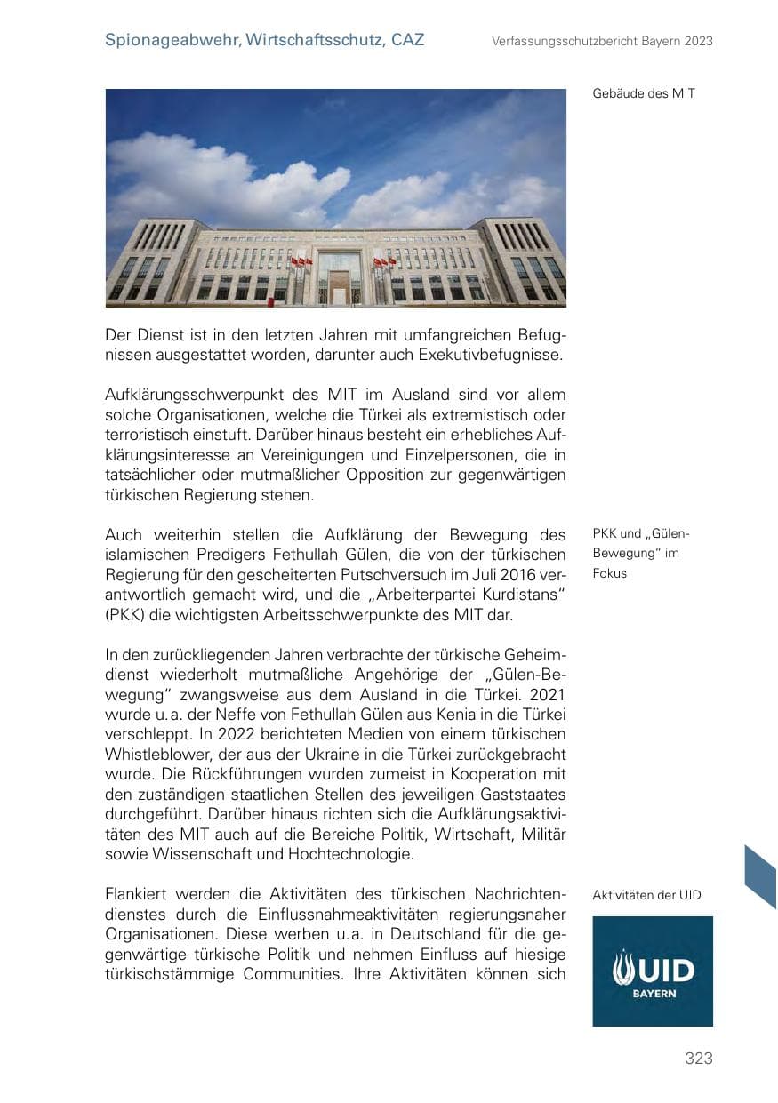 Seite 323 des Verfassungsschutzbericht 2023 Bayern