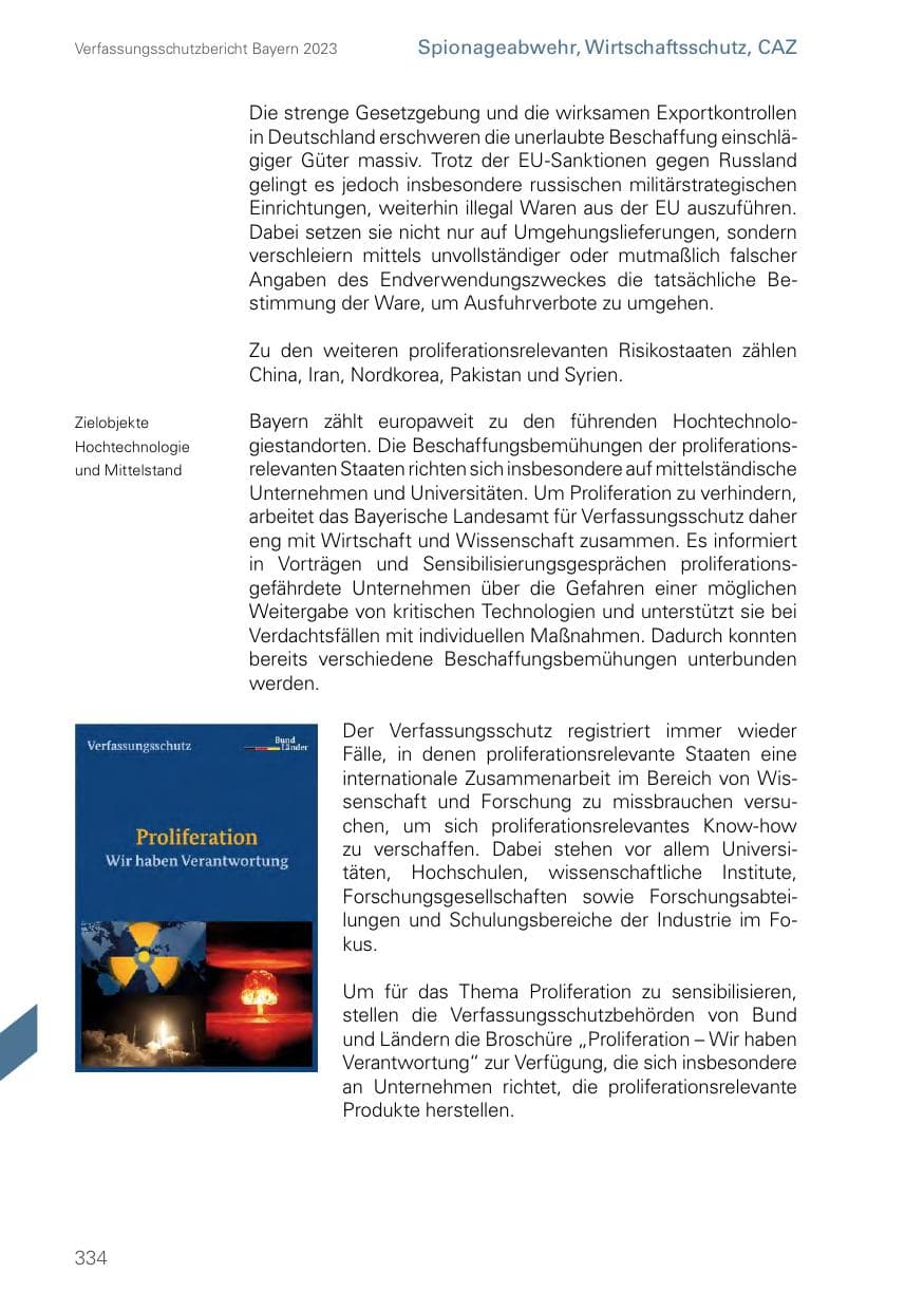 Seite 334 des Verfassungsschutzbericht 2023 Bayern