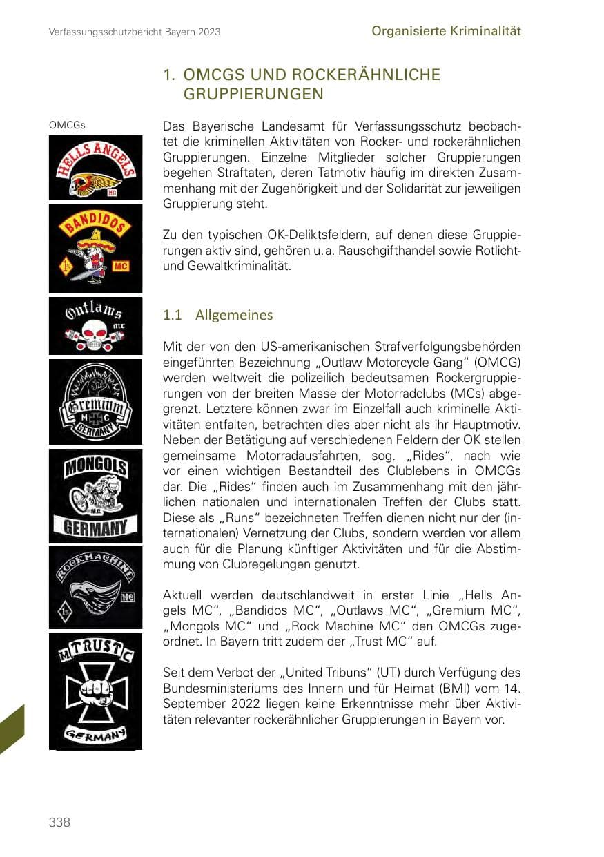 Seite 338 des Verfassungsschutzbericht 2023 Bayern