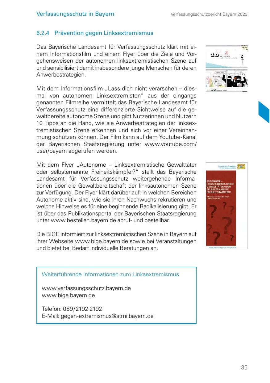 Seite 35 des Verfassungsschutzbericht 2023 Bayern