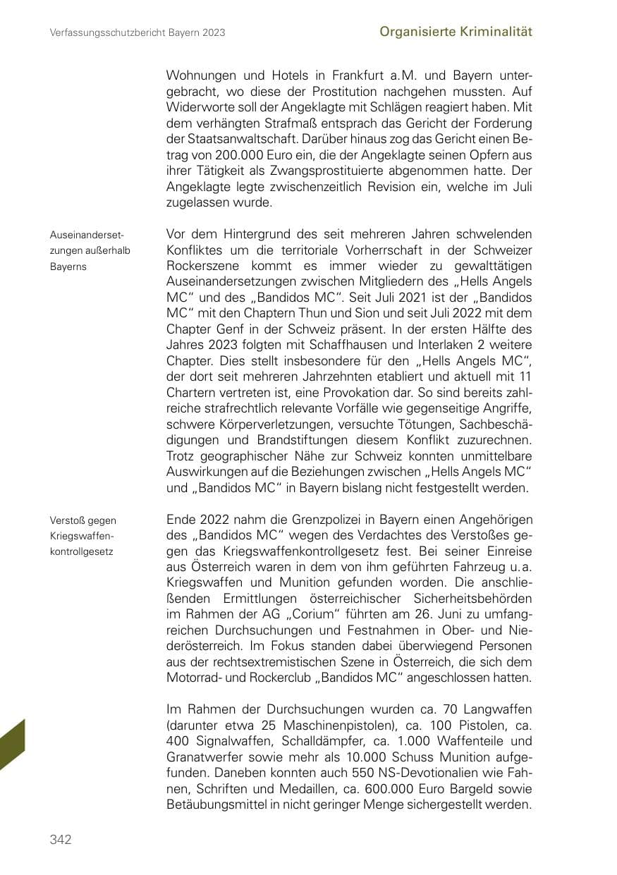 Seite 342 des Verfassungsschutzbericht 2023 Bayern