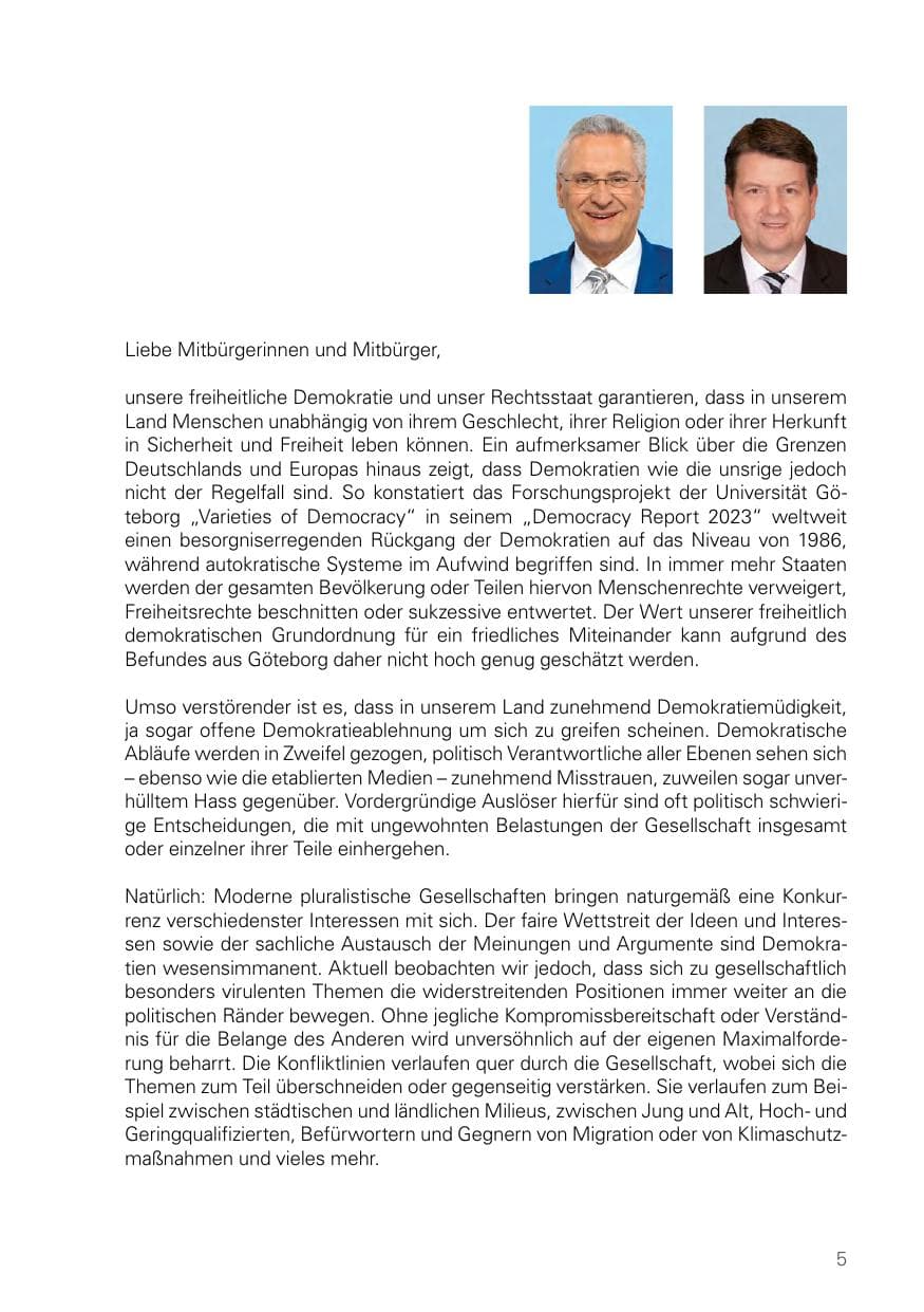 Seite 5 des Verfassungsschutzbericht 2023 Bayern