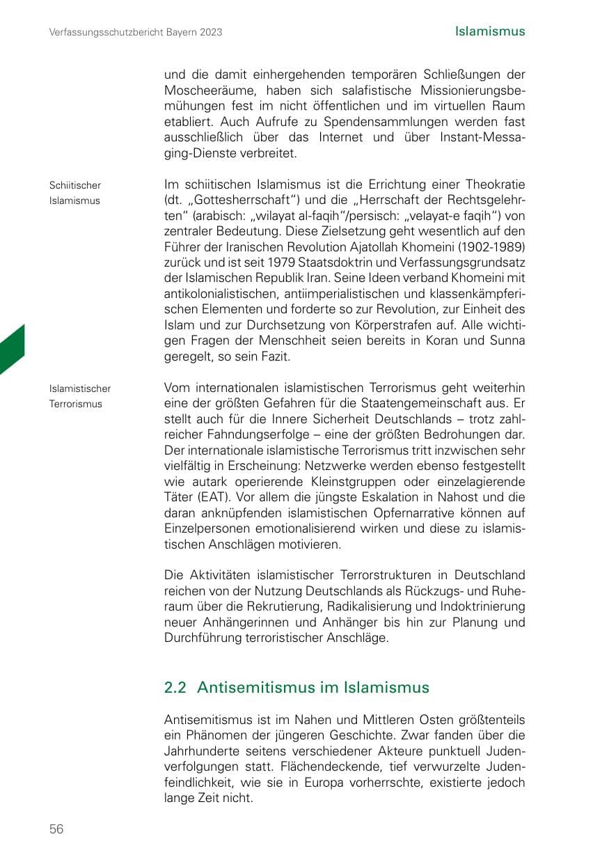 Seite 56 des Verfassungsschutzbericht 2023 Bayern