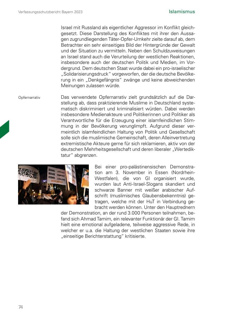 Seite 74 des Verfassungsschutzbericht 2023 Bayern