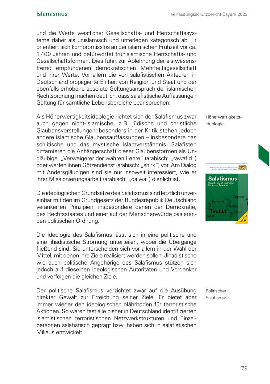 Seite 79 des Verfassungsschutzbericht 2023 Bayern