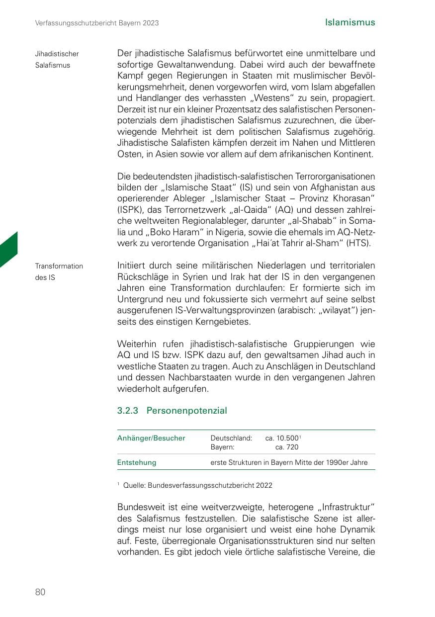Seite 80 des Verfassungsschutzbericht 2023 Bayern