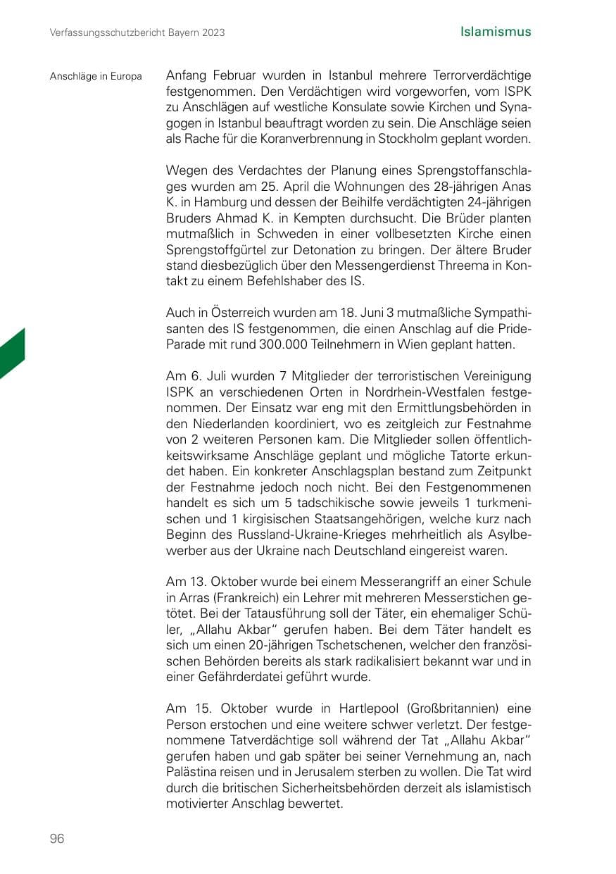 Seite 96 des Verfassungsschutzbericht 2023 Bayern