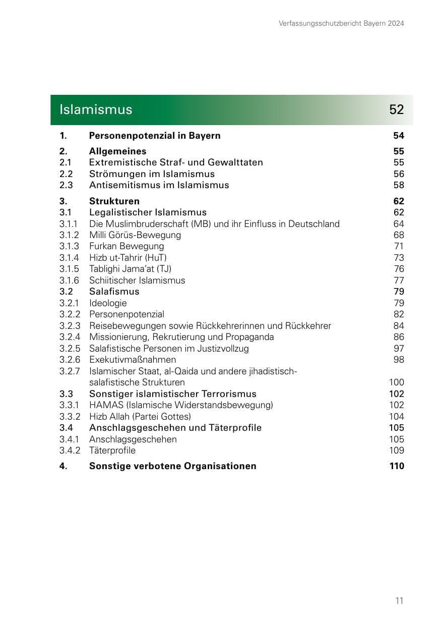 Seite 11 des Verfassungsschutzbericht 2024 Bayern