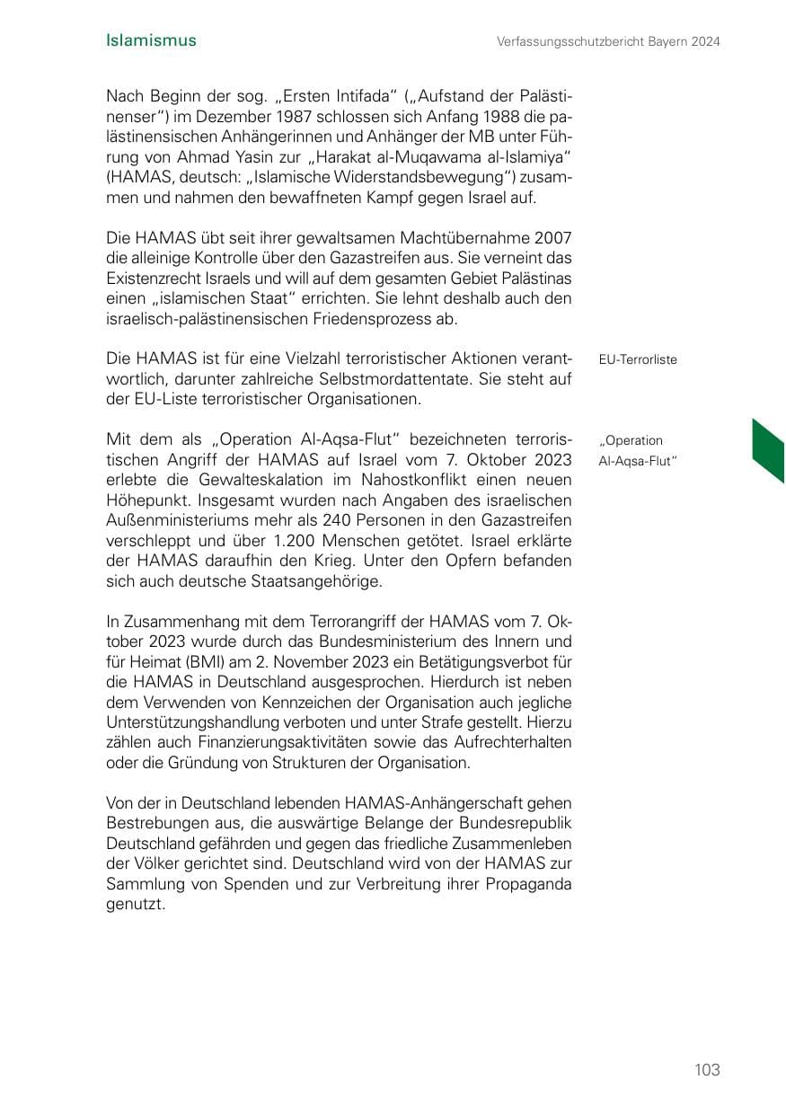 Seite 103 des Verfassungsschutzbericht 2024 Bayern