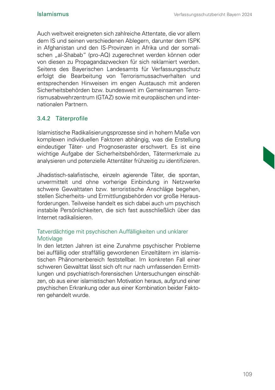 Seite 109 des Verfassungsschutzbericht 2024 Bayern