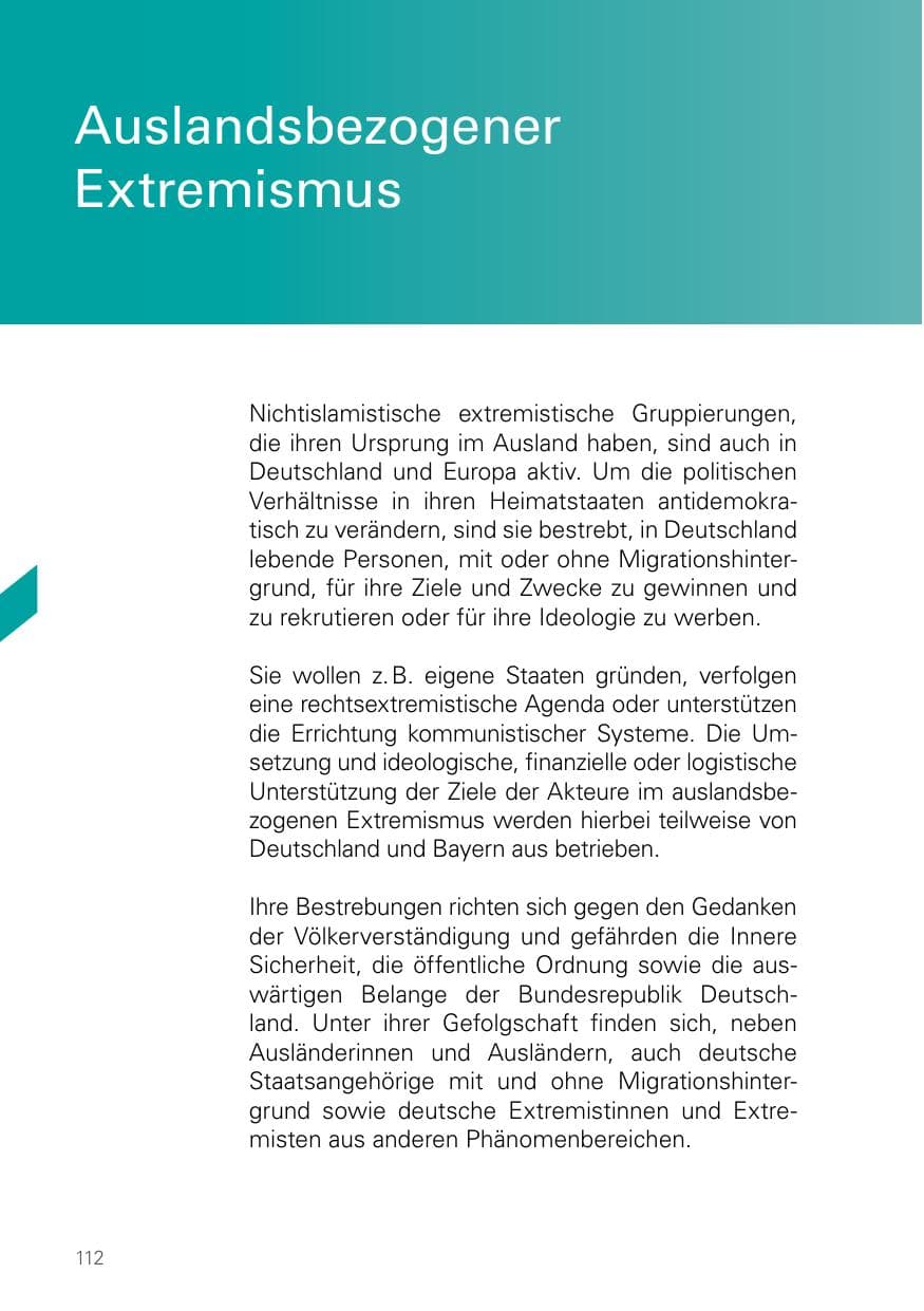 Seite 112 des Verfassungsschutzbericht 2024 Bayern
