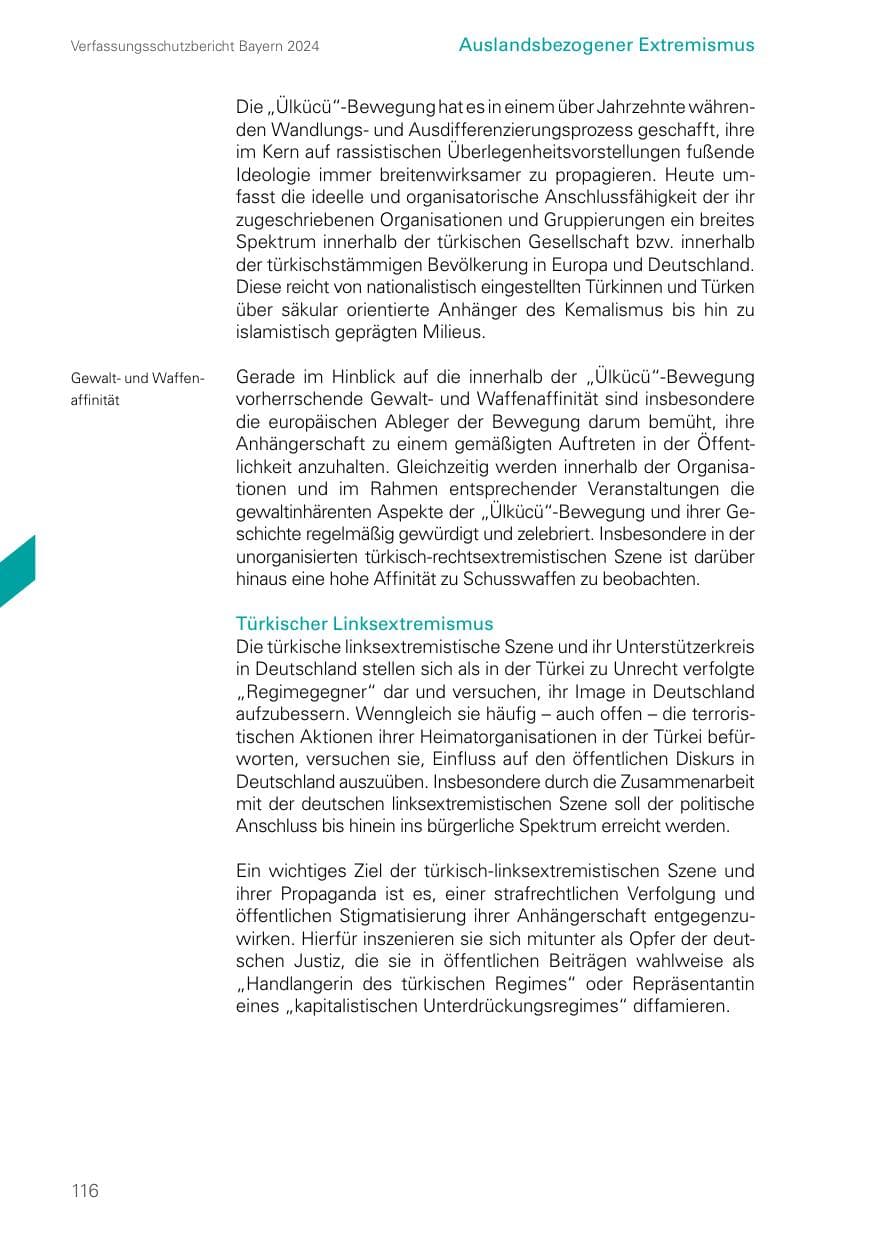 Seite 116 des Verfassungsschutzbericht 2024 Bayern