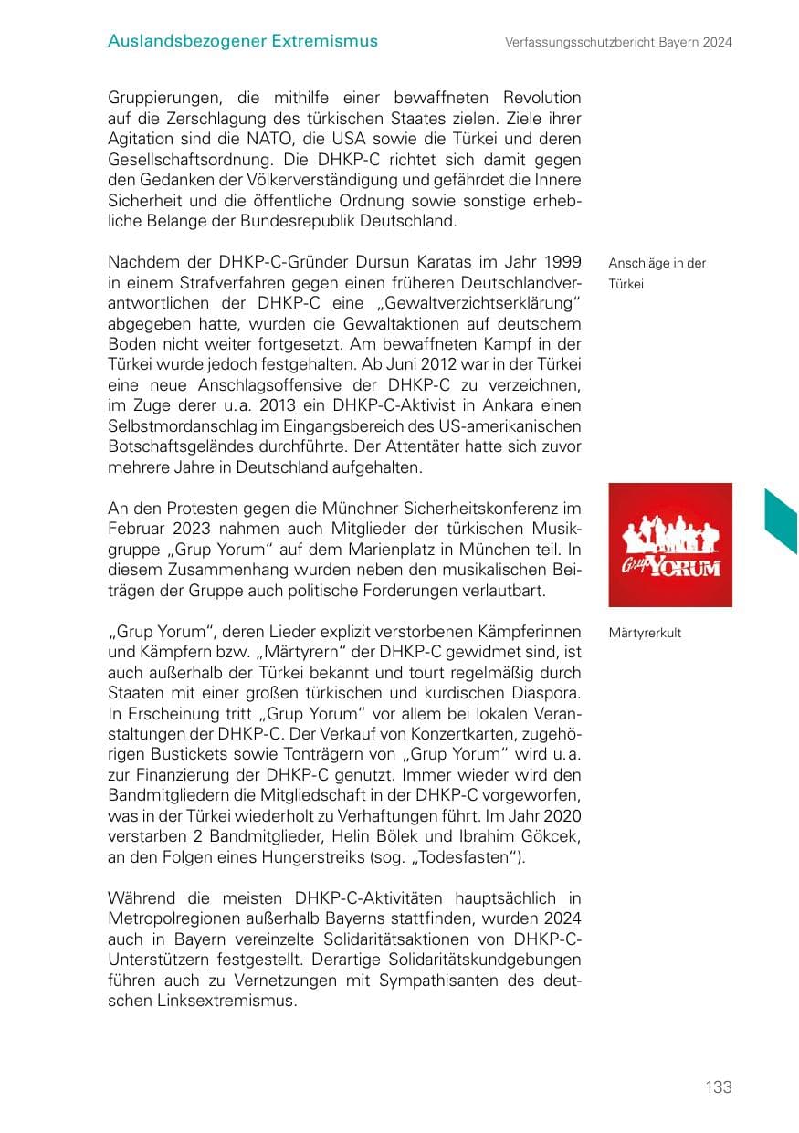 Seite 133 des Verfassungsschutzbericht 2024 Bayern
