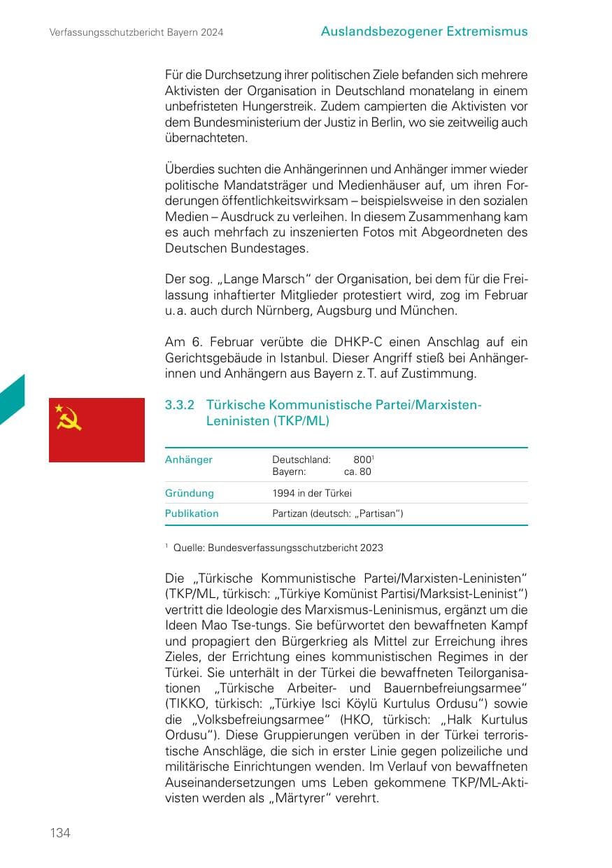 Seite 134 des Verfassungsschutzbericht 2024 Bayern