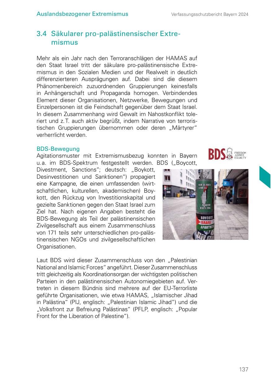 Seite 137 des Verfassungsschutzbericht 2024 Bayern