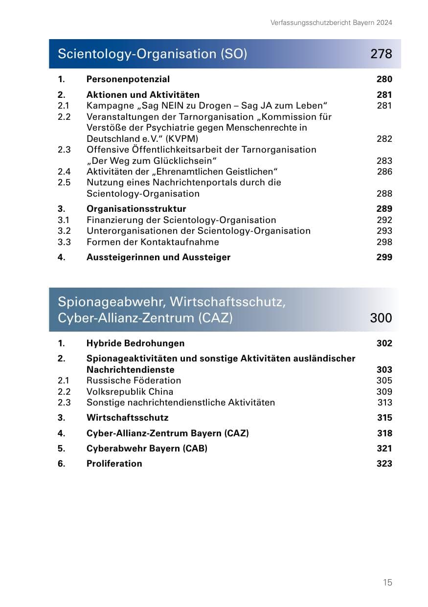 Seite 15 des Verfassungsschutzbericht 2024 Bayern