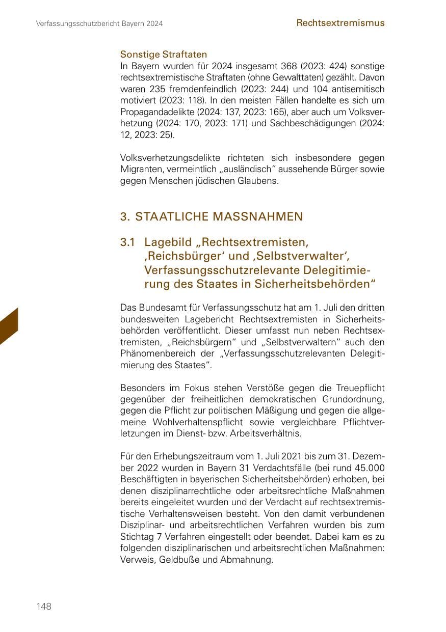Seite 148 des Verfassungsschutzbericht 2024 Bayern