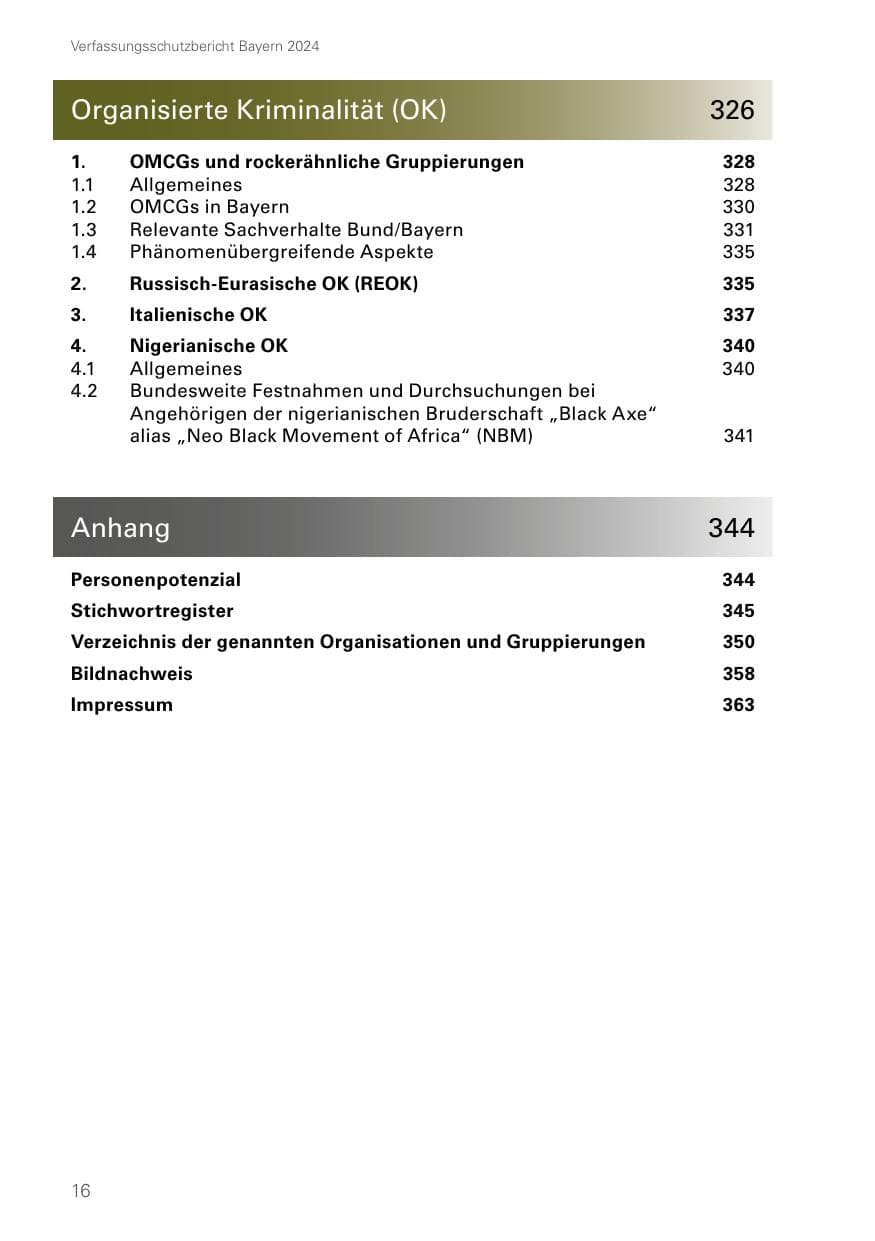 Seite 16 des Verfassungsschutzbericht 2024 Bayern