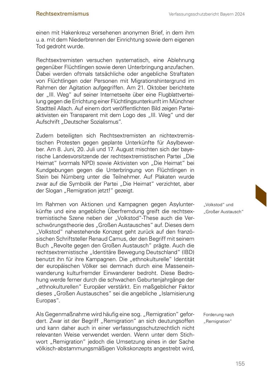 Seite 155 des Verfassungsschutzbericht 2024 Bayern